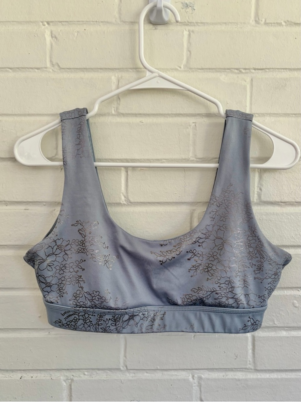 Glyder Splendid Yoga French Blue Silver Lace Floral Bra (M) & Leggings (S) SET - Picture 4 of 12